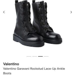 Valentino Garavani Calfskin Zip Platform Combat Boots